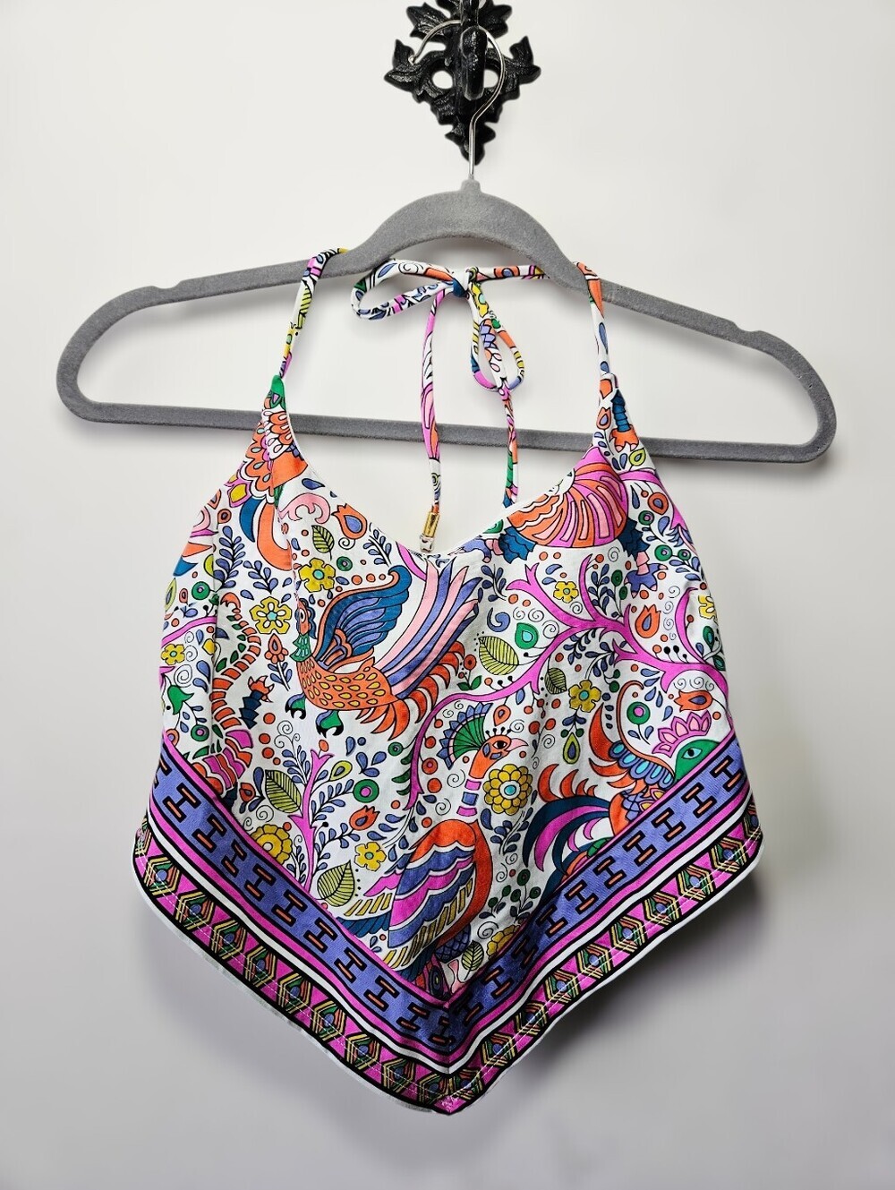 Trina Turk Monaco Halter Bikini Top Size 6 Bandana Style